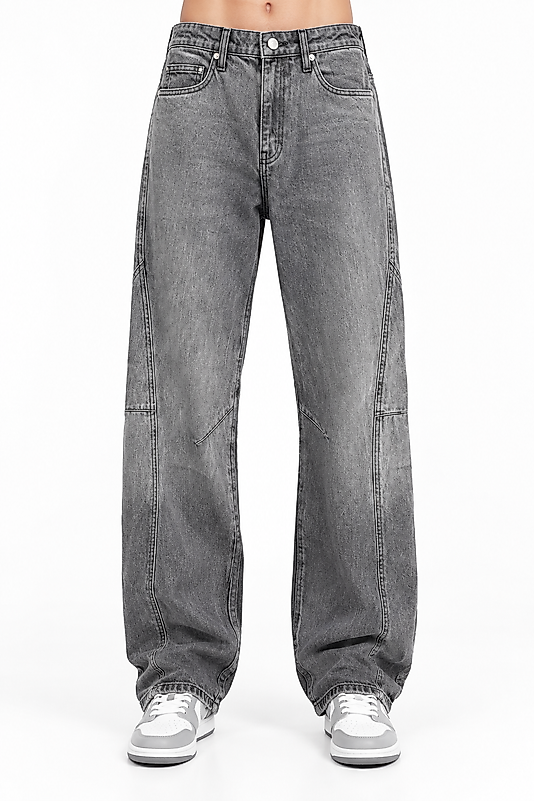 Gri Yüksek Bel Bol Paça Jean Kadın Kot Pantolon | Modern ve Rahat Wide Leg Jean