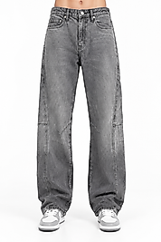 Gri Yüksek Bel Bol Paça Jean Kadın Kot Pantolon | Modern ve Rahat Wide Leg Jean