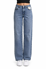 Kadın Açık Mavi Yüksek Bel Düz Kesim Jean Pantolon – Güneş Fashion