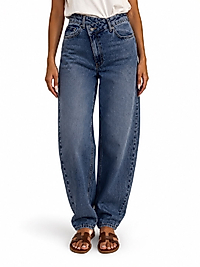 Kadın Yüksek Bel Mavi Baggy Jean Pantolon
