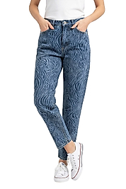 Mavi Zebra Desenli Kadın Kot Pantolon